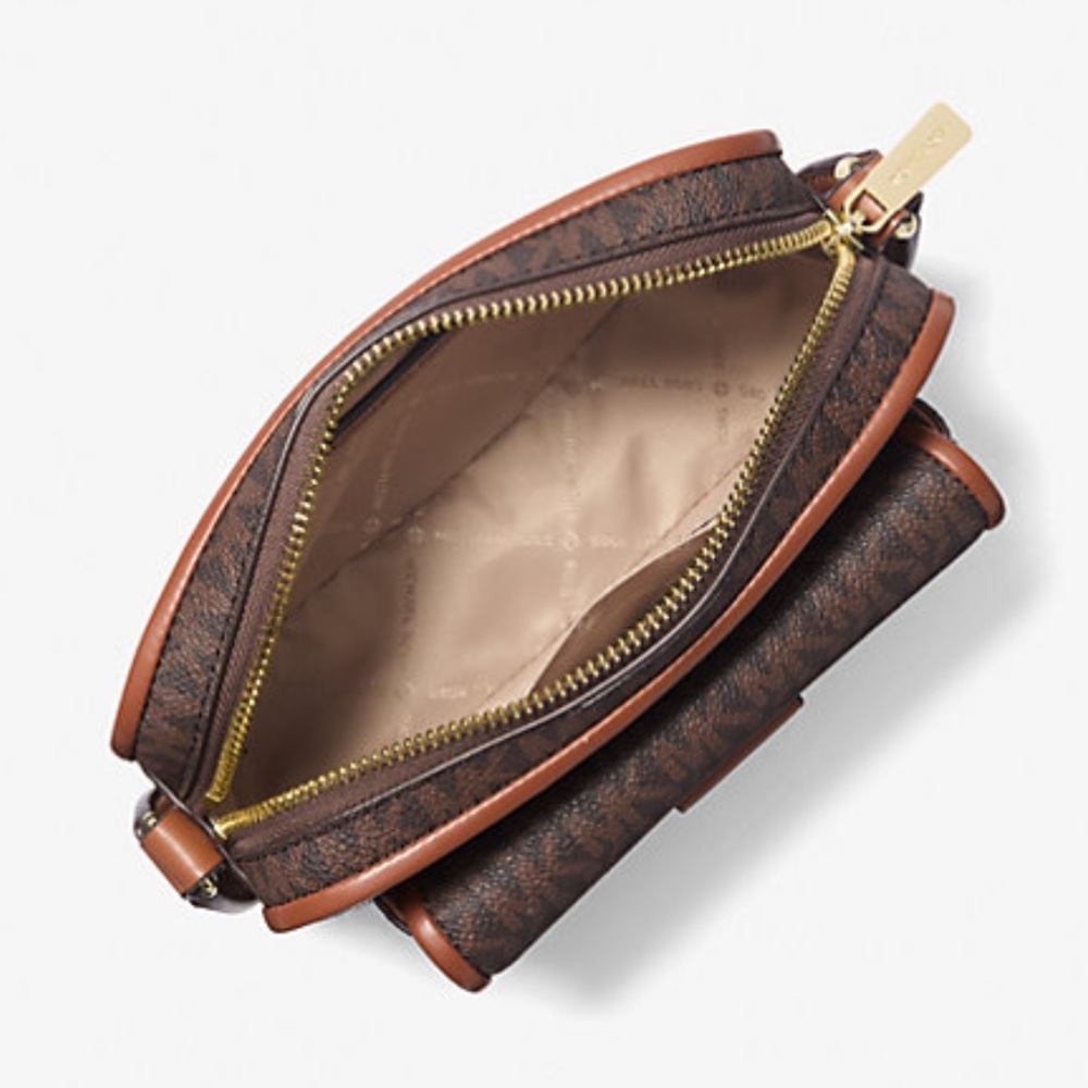 Michael Kors Bradshaw Extra-Small Metallic Signature Logo Camera Crossbody Bag - Picture 2 of 16